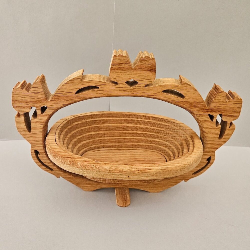 Free W/ Purchase Collapsible Expandable Spiral Trivet Wooden Fruit Basket New